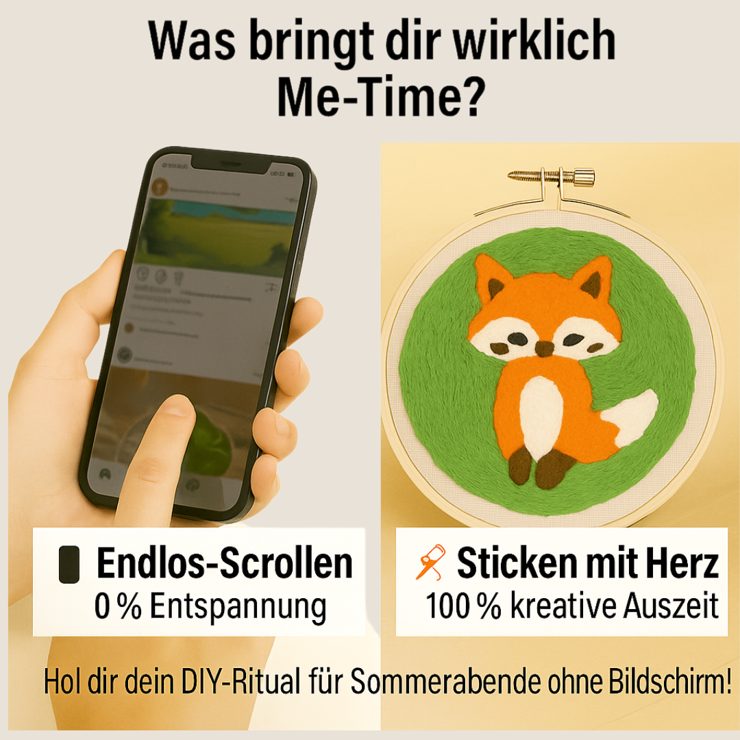 Punch Needle DIY-Ritual mit Fuchs-Stickbild – kreative Alternative zum Handy-Scrollen für deine Me-Time