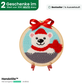 Punch Needle Weihnachtsmotiv mit Eisbär und roter Schleife im Stickrahmen, Text: ‚2 Geschenke im Wert von 30 € heute dazu‘ und ‚Bestseller – 1x ausverkauft‘. Handstille Punch Needle Set – beliebtes DIY Weihnachtsset für Anfänger mit Gratisgeschenken