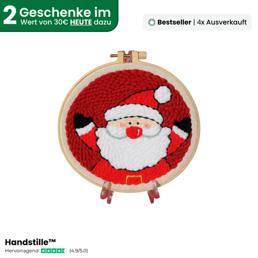 Santa Punch Needle Kit– Weihnachtlicher Stickspaß für Anfänger & Profis