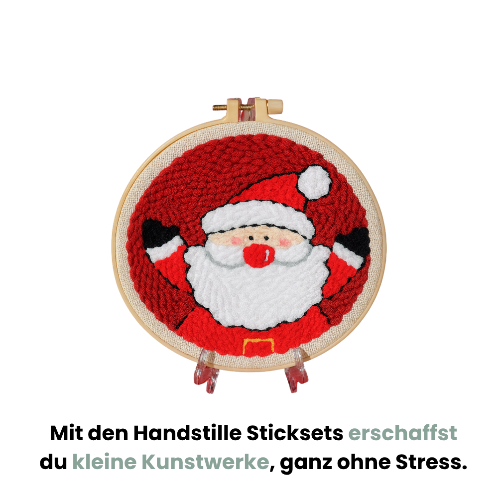 Santa Punch Needle Kit– Weihnachtlicher Stickspaß für Anfänger & Profis