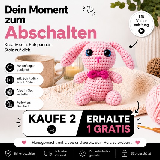 Mimi das Häkelhäschen – Häkel-Kit mit Video-Anleitung