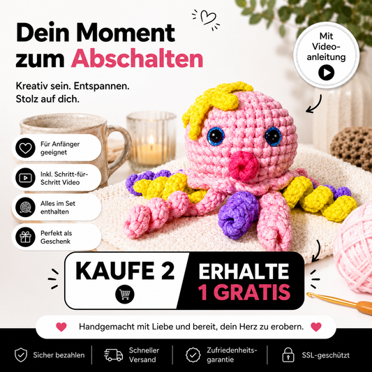 Olli der Oktopus – Häkel‑Kit mit Video‑Anleitung