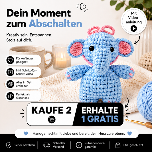 Elli der Elefant – Häkel-Kit mit Video-Anleitung