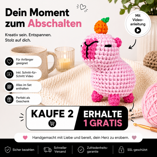 Mochi™ Kuscheltier- Häkel-Kit mit Video-Anleitung