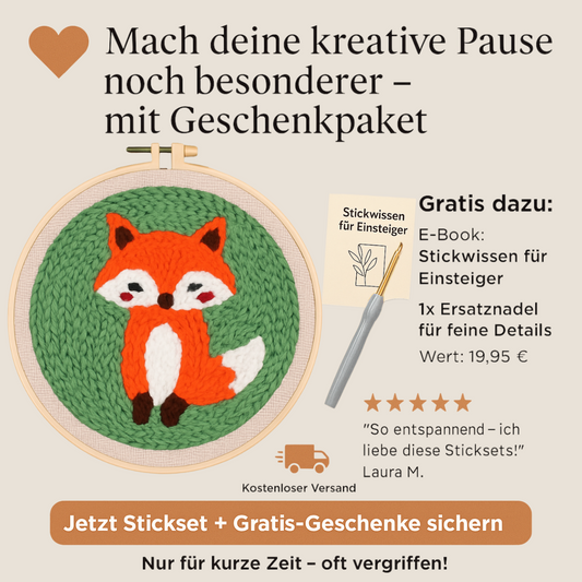 Punch Needle Starter-Set mit Fuchs-Motiv und Gratis E-Book – kreative Auszeit für Anfänger